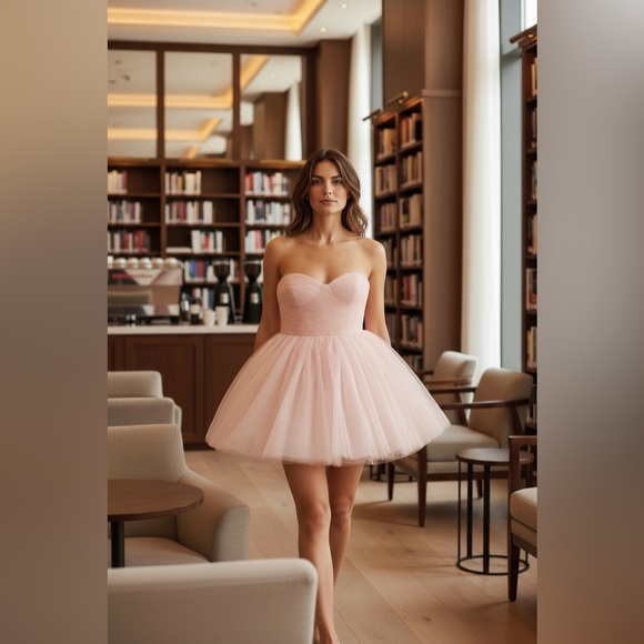New York & Company Strapless Pink Tulle Dress - Picture 1 of 6